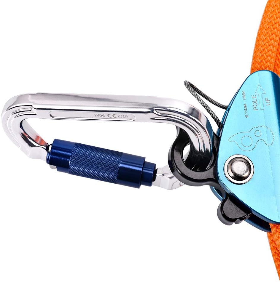 Flipline Tree Climbing Lanyard - 1/2''x 10 ft, Steel Wire Core Flip Line Rope with Alloy Steel Swivel Snap Hook, Locking Carabiner, Adjustable, Low Stretch, Cut Resistant for Arborist Tree Work