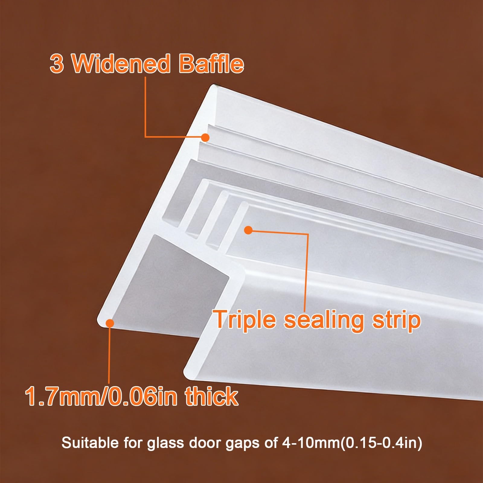 Juntas Mampara Ducha, Burlete Impermeable de Silicona, Sello Hermético for Mamparas de Ducha de Baño y Particiones de Oficina(10m/32.8ft,12mm/0.47in)