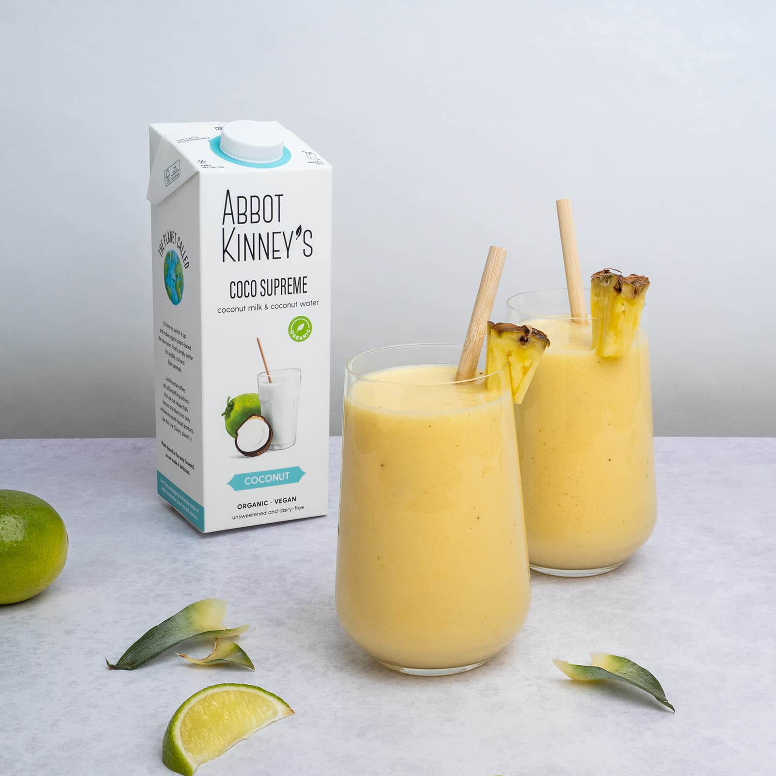 Abbot Kinney's Bebida Ecológica Vegetal de Coco Supreme Pack 6 x 1 L Sin Azúcar Añadido Vegano Sin Lactosa