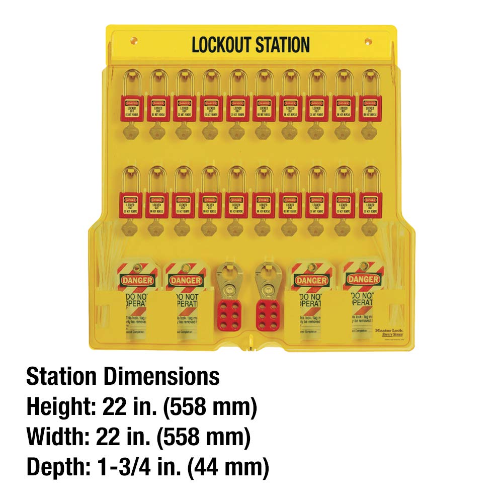 Master Lock ml1484 Lockout Station, 20-lock, 63,5 cm x 62,2 cm x 7,6 cm
