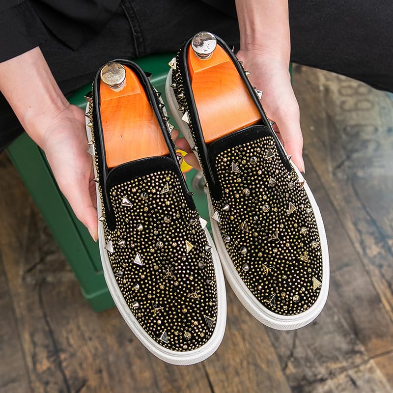 New Luxury Designer Men's Hip-hop Slip On Platform Embroidery Rivet Causal Shoes Flats Male Rock Punk Loafers Zapatos Hombre3