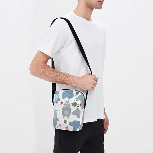 Miniatura 7 de Sinestour Bonita bolsa de mensajero hipopótamos para mujeres y hombres, bolsa cruzada de hombro, bolso cruzado sobre el hombro con correa ajustable