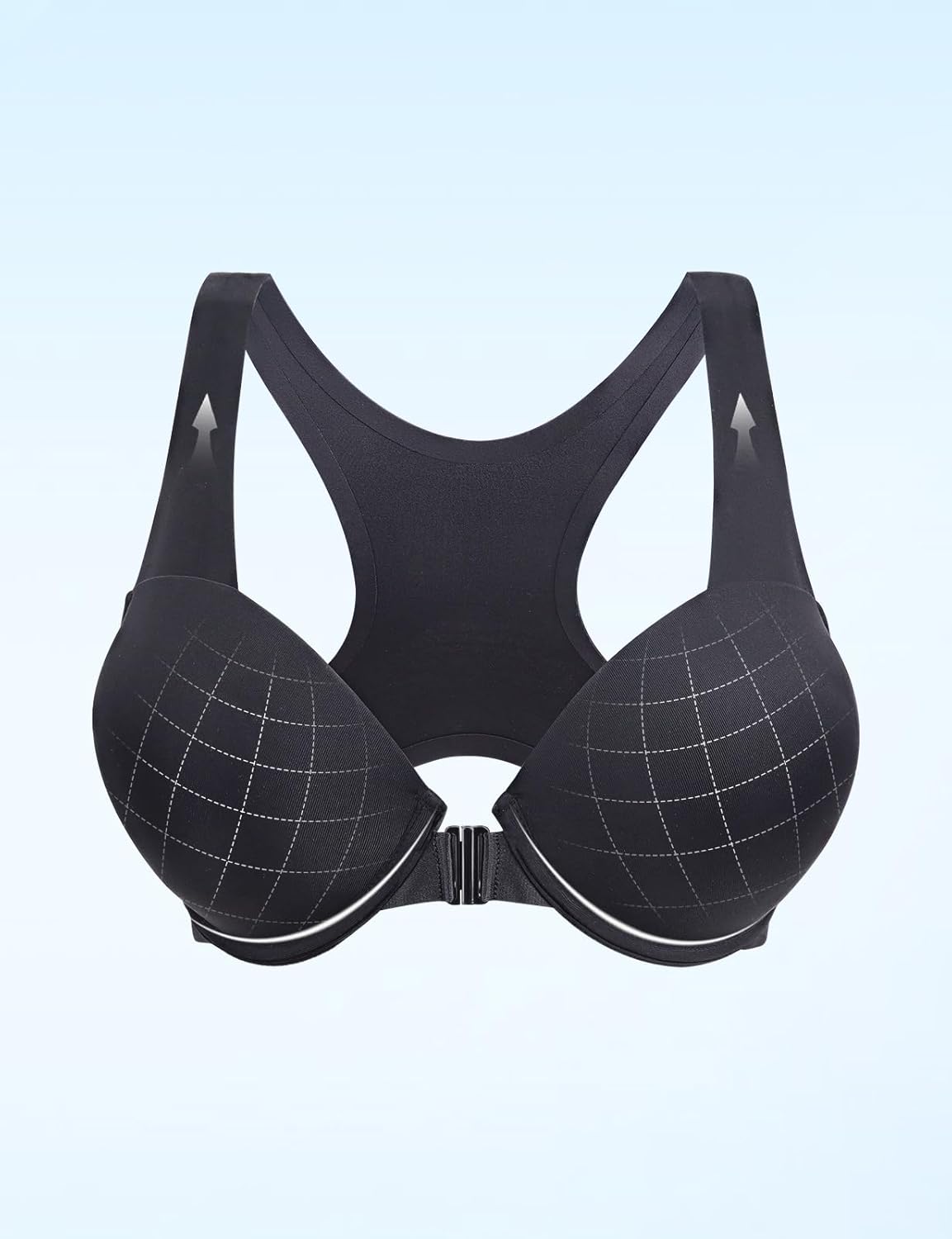 Women's Push Up Racerback Bra Thick Padded Seamless Front Closure Underwire Bra Add Cup Size - Image 7