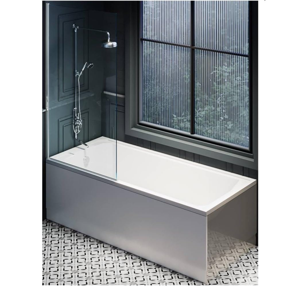 Milano Chrome Screen & Side Panel Richmond White 1700Mm X 700Mm Single Ended Shower Bath Chrome Screen Side Panel