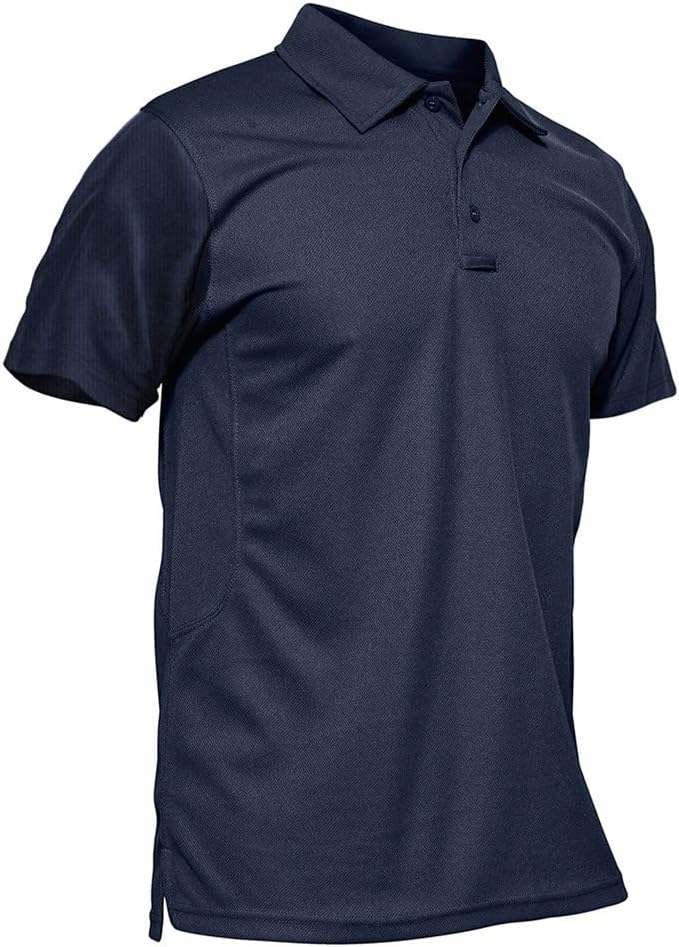 Vsadsau Men's Quick Dry Polo Shirt Short Sleeve Tactical Shirts Turn-Down Collar Work T-Shirt