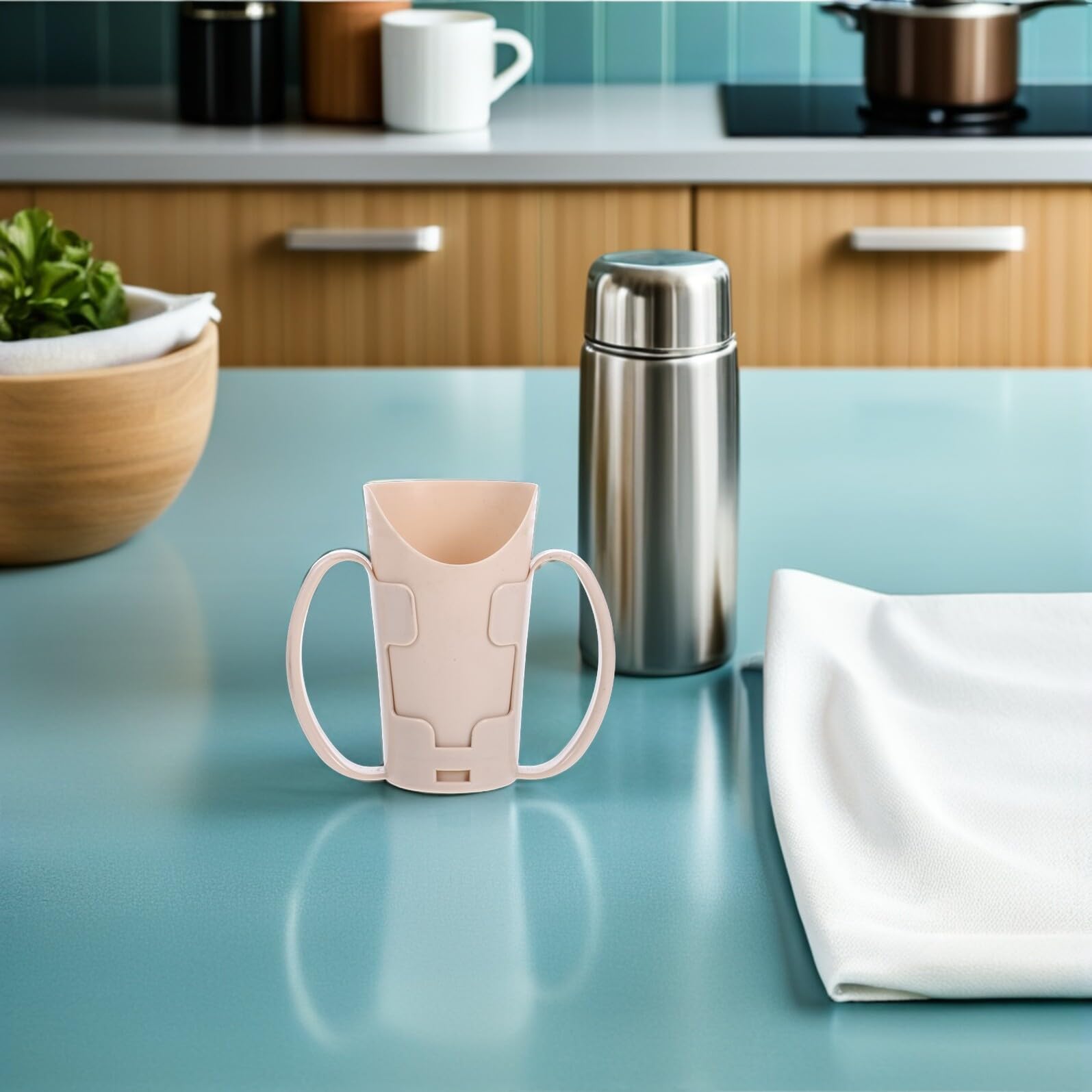 2piezas Taza para Beber para Lactancia Vasos con Recorte de Molde Nariz y Asas Vaso de Plástico para Bebidas para Adultos Mayores para Rehabilitación de Terapia Hospitalaria Taza