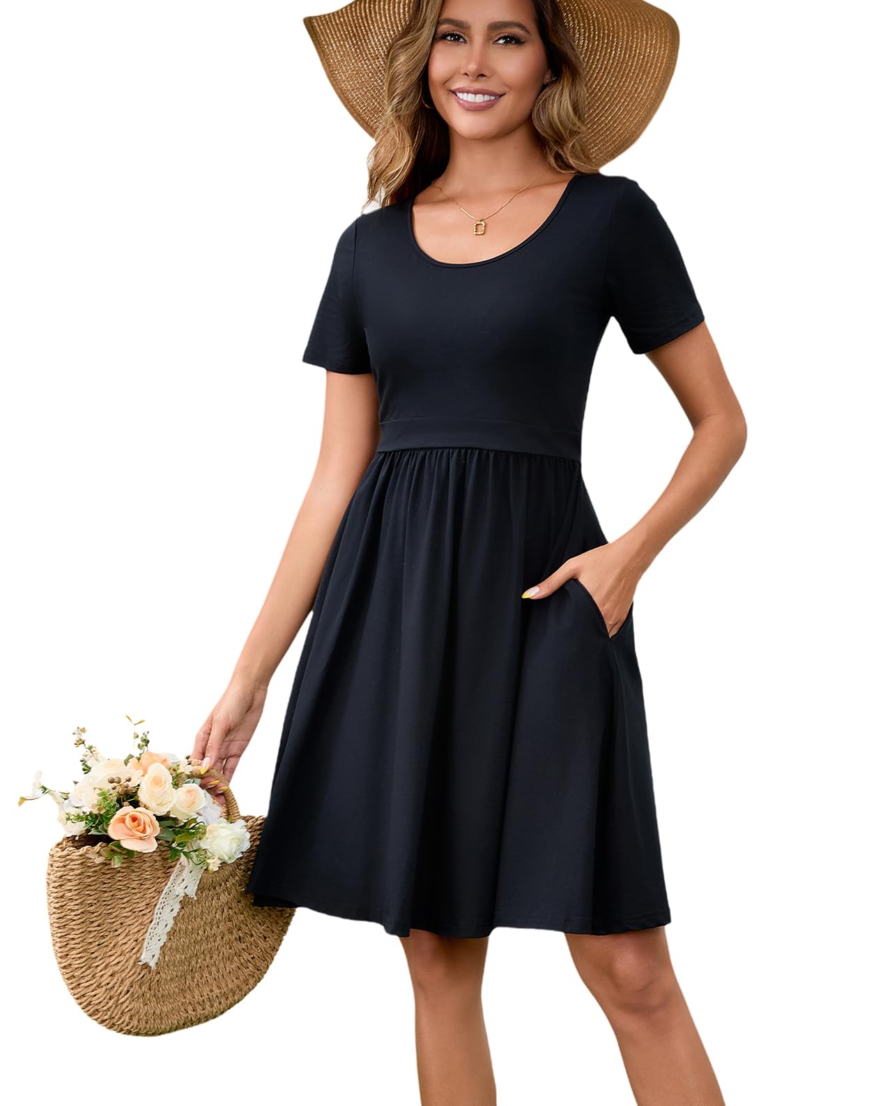 Women's Nursing Dresses Summer Comfortable Cotton Short Sleeve