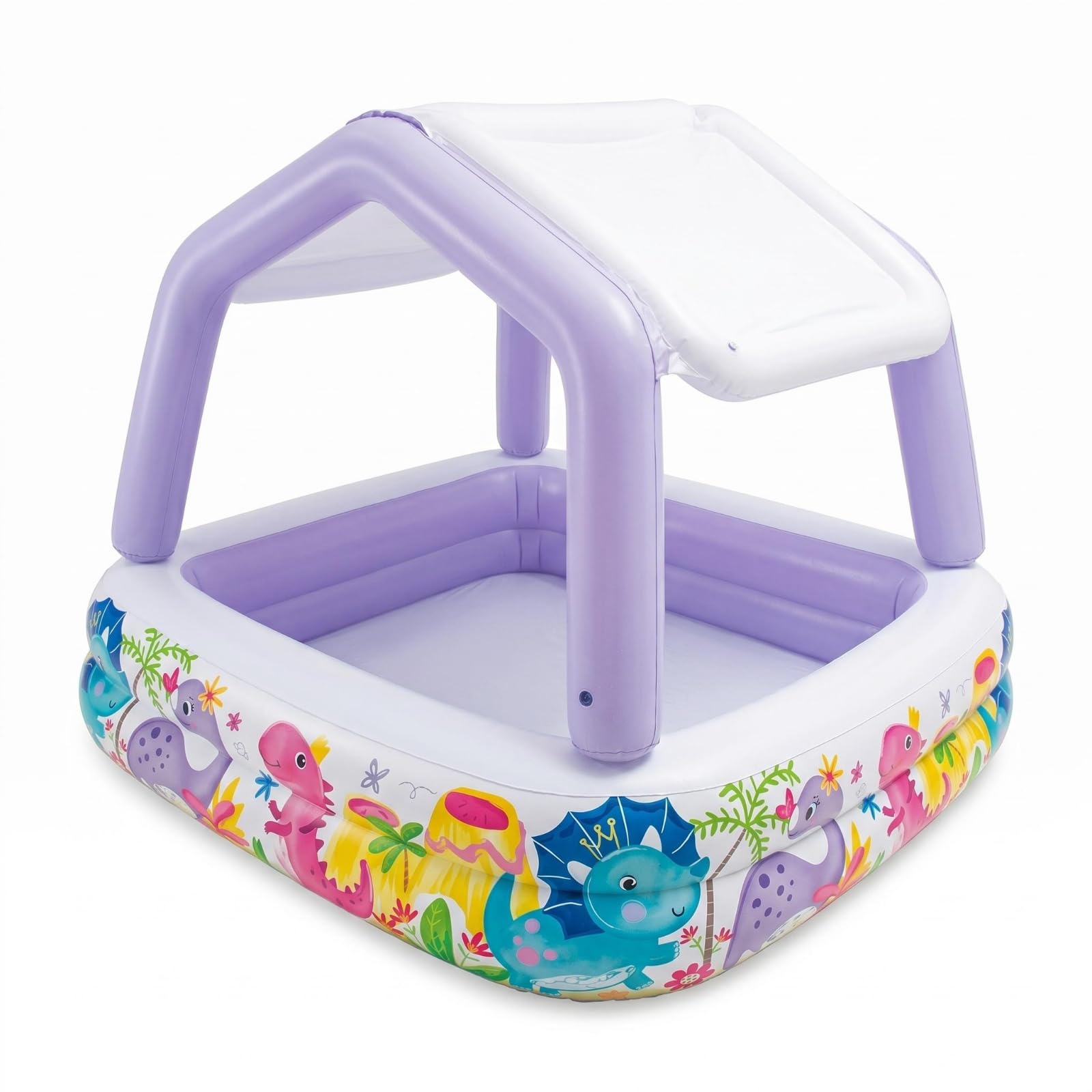 Kinderpool Schwimmbecken Aufblasbares Planschbecken mit Schutzdach Leichtes PVC Material für Kinder für Hinterhof Poolbereich Garten