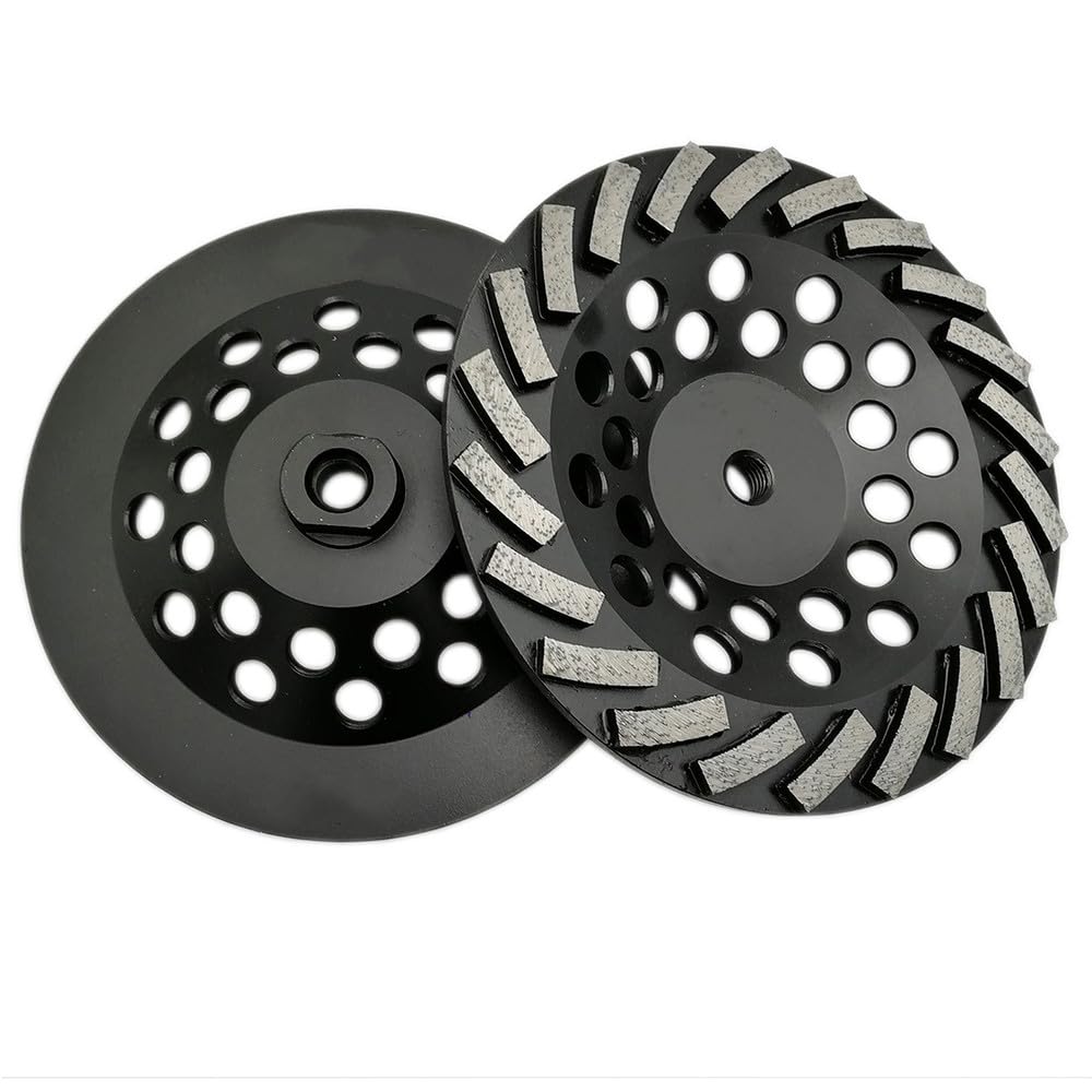 2 piezas de muela de copa de diamante segmentada Turbo Row para hormigón, piedra dura, conexión M14, diámetro de 180 mm, 7 pulgadas, 2 piezas de 180 mm, 7 pulgadas, 1