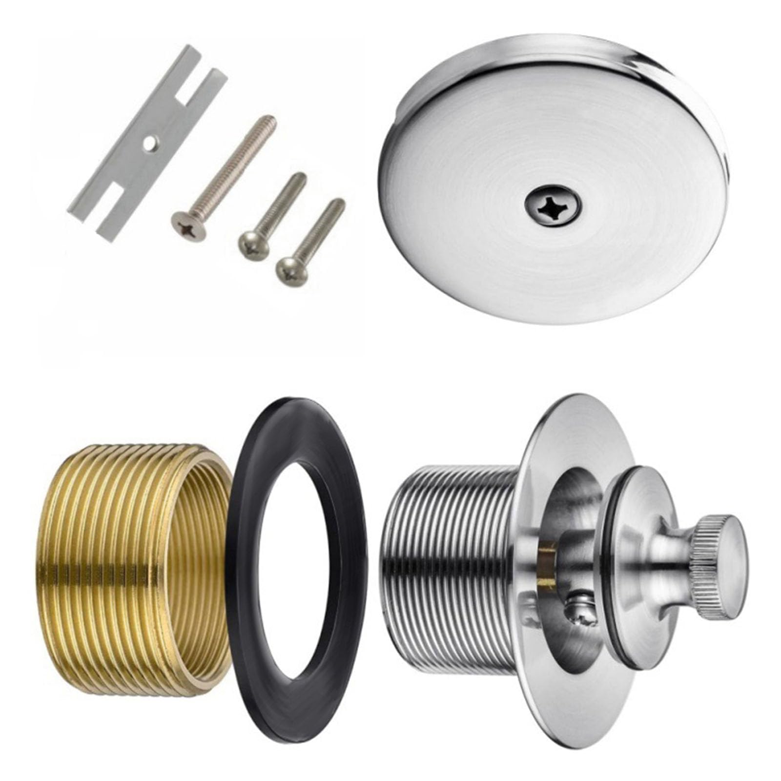 Buxuaaaa Chrome Plated Strong Bathtub Drain Plug Design Quick Install Odor-Free Bathroom Hardware Rustproof Bathtubs Drain Stop