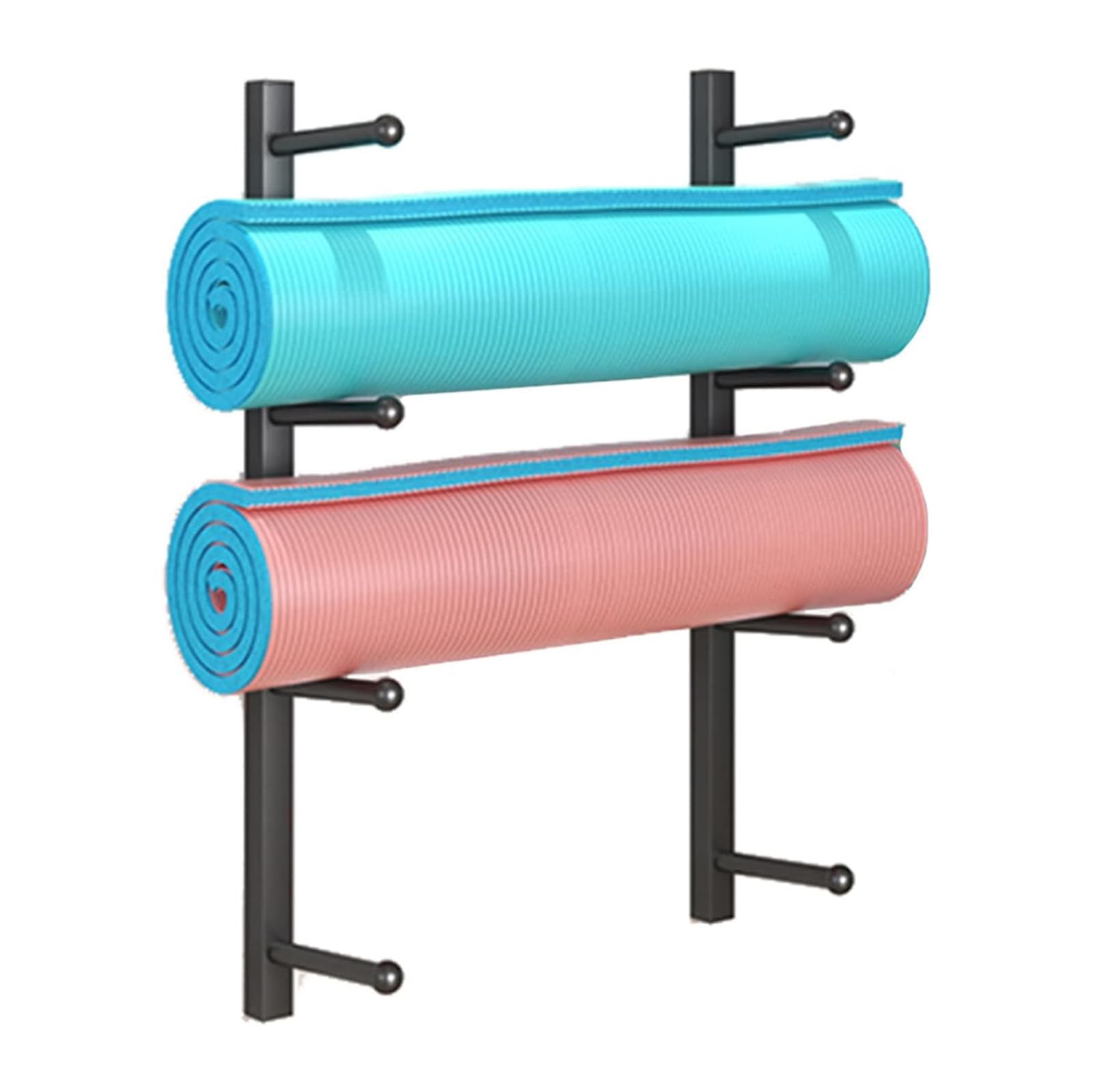 Support mural réglable fitness en métal avec rangement tapis et ballons