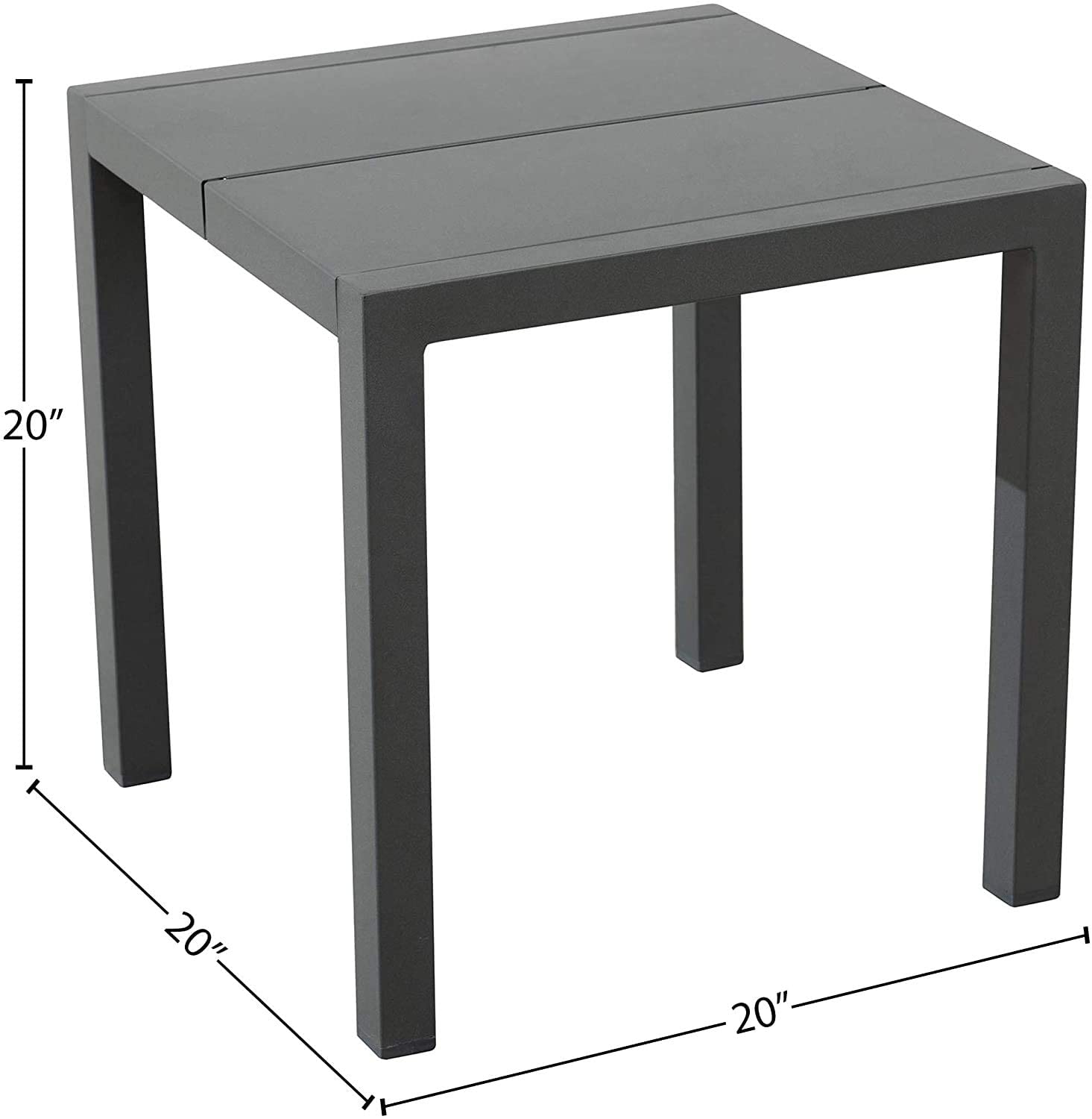 INDIAN DECOR 45205 Home Outdoor/Indoor Patio Steel Side Table with Panel Top, 20" W, Black 3