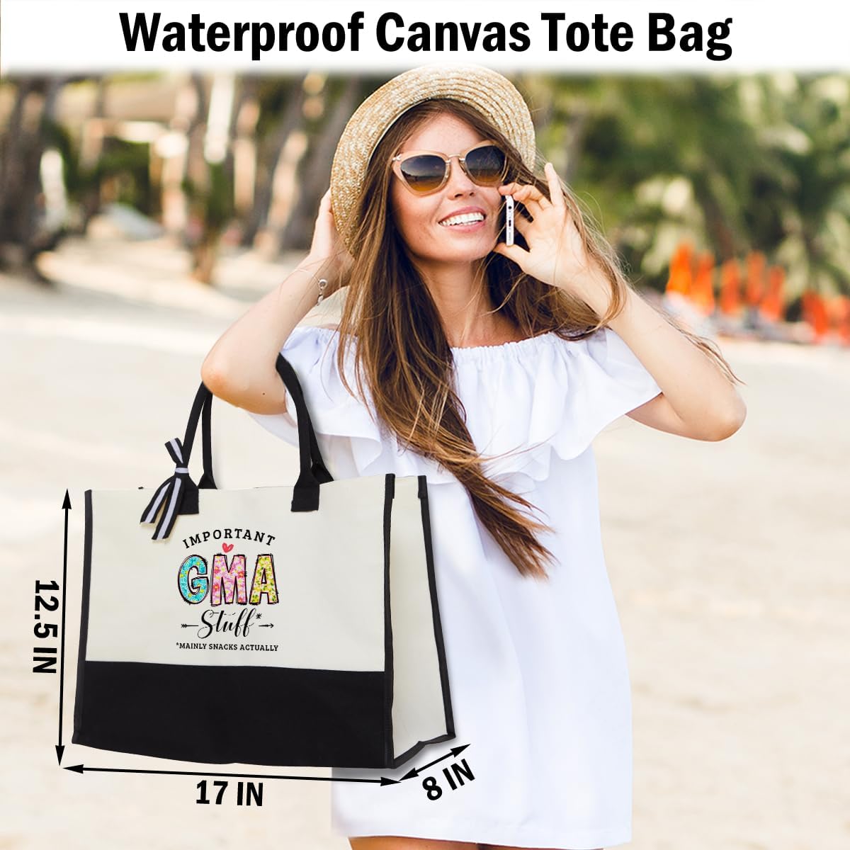 Grandma Christmas Birthday Gifts Mother Gifts Tote Bag for Women Grandmother Canvas Shopping Grocery Bag - Image 2