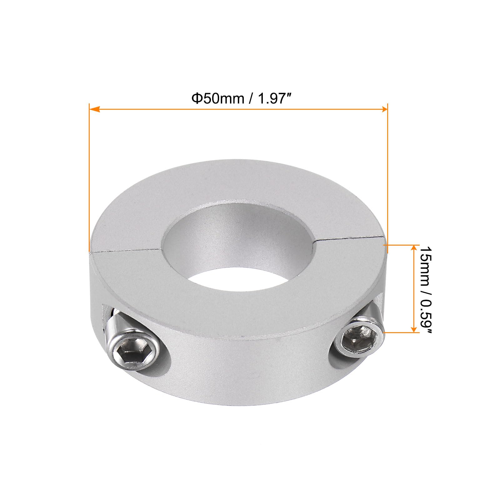 QUARKZMAN 4pcs Bague de Réglage Bague Arrêt d'axe Butée Double Divise pour 25 mm Arbre Collier Vis pince, 50mm OD, 15mm Largeur, Bouchon Position Maintien Calage Poulie Machine Outil