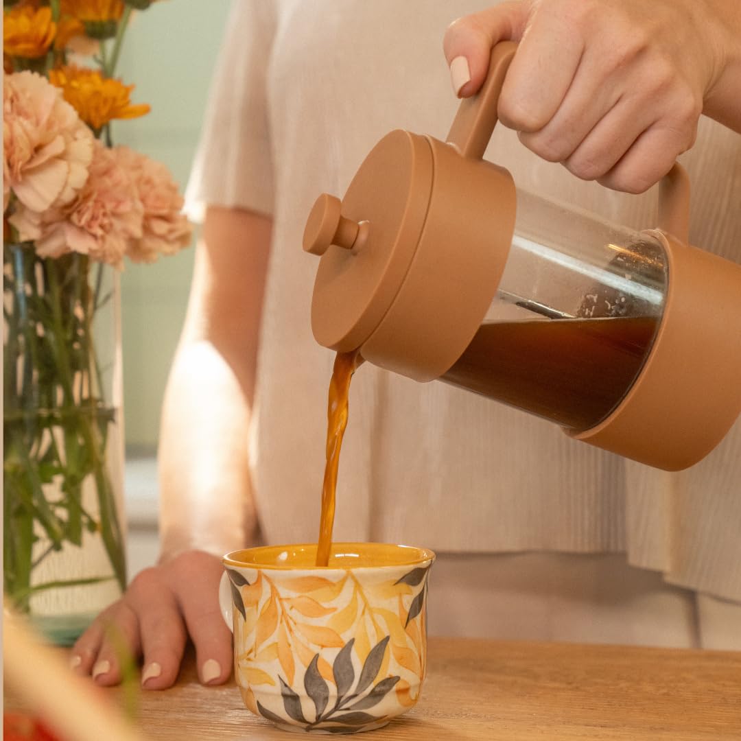 Cafetière à piston W&M en verre borosilicate et acier inoxydable, triple filtre - Noir