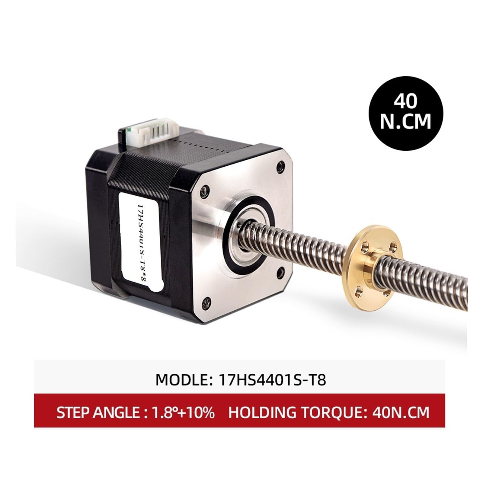 Motor Paso a Paso Lineal de Tornillo Nema17, 17HS4401S-T8 L100-300MM Plomo 2/4/8mm Motor Paso a Paso de Impresora 3D 40mm(17HS4401S-T8x8-1pcs,300mm)
