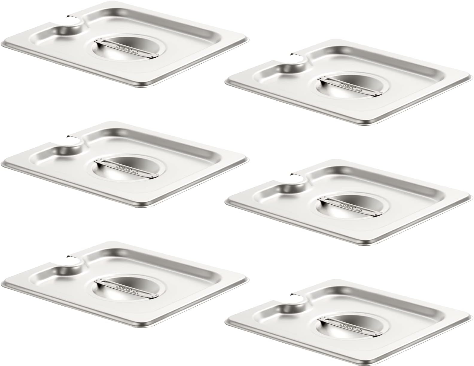 CURTA 6-Pack Slotted Steam Table Pan Lid with Handle, NSF Approved, Hotel & Catering Food Pan Cover