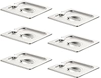 Vista 129 de CURTA Paquete de 6 cubiertas de sartén de mesa de vapor de tamaño 1/4 con asa, NSF, tapa de bandeja de hotel, tapa de comida de catering