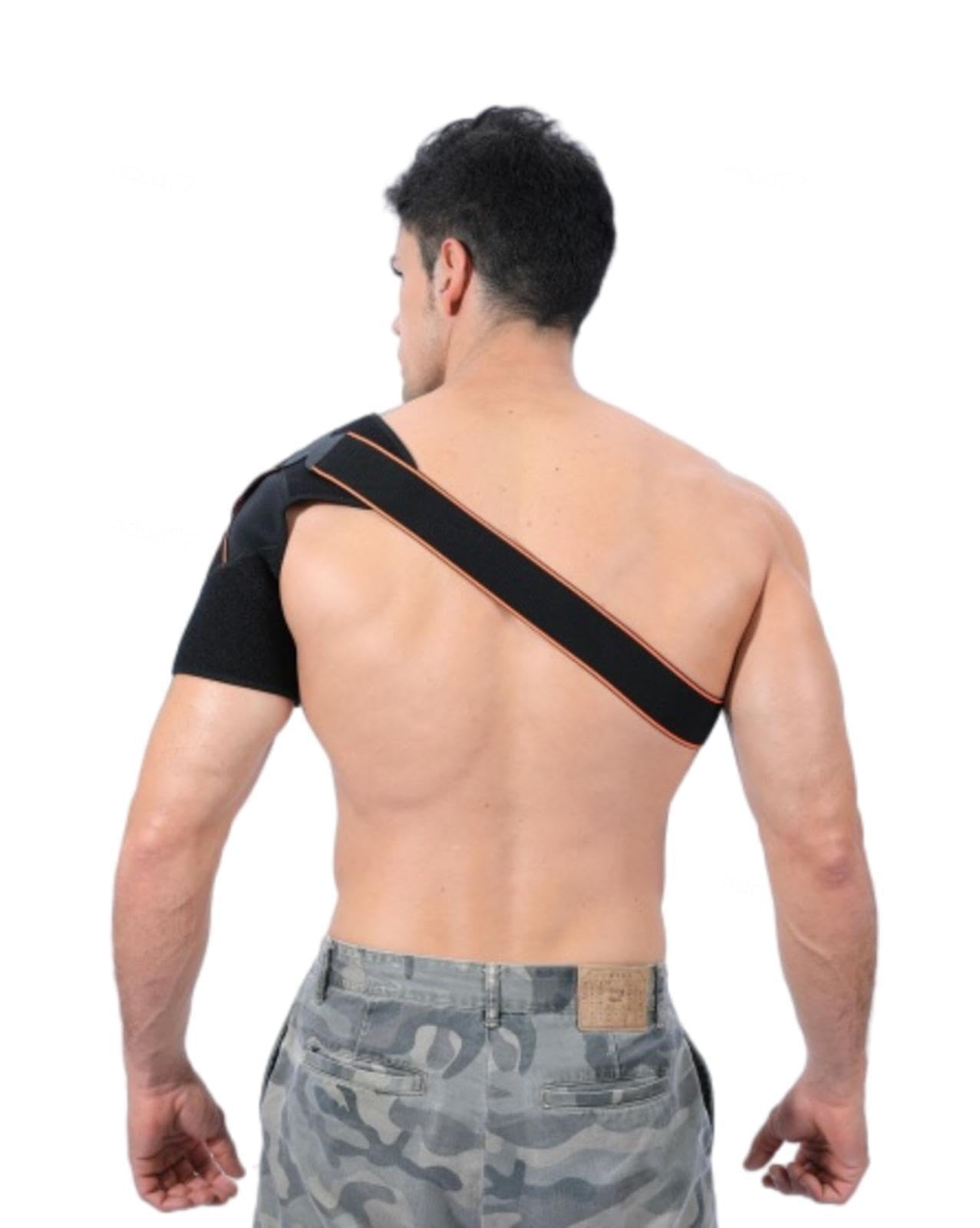 NIBHZ Tutore per Spalla, Spalla per Lesioni Riutilizzabile, Fascia di Supporto e Compressione Manica per Donna Uomo Spallaccio Cinturino di Stabilità, Imbracatura Braccio Sinistro e Destro,Orange