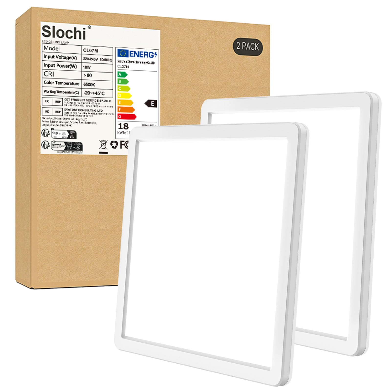slochi LED Deckenleuchte, 20W Ultra Dünn Deckenlampe Flach 2.4 cm