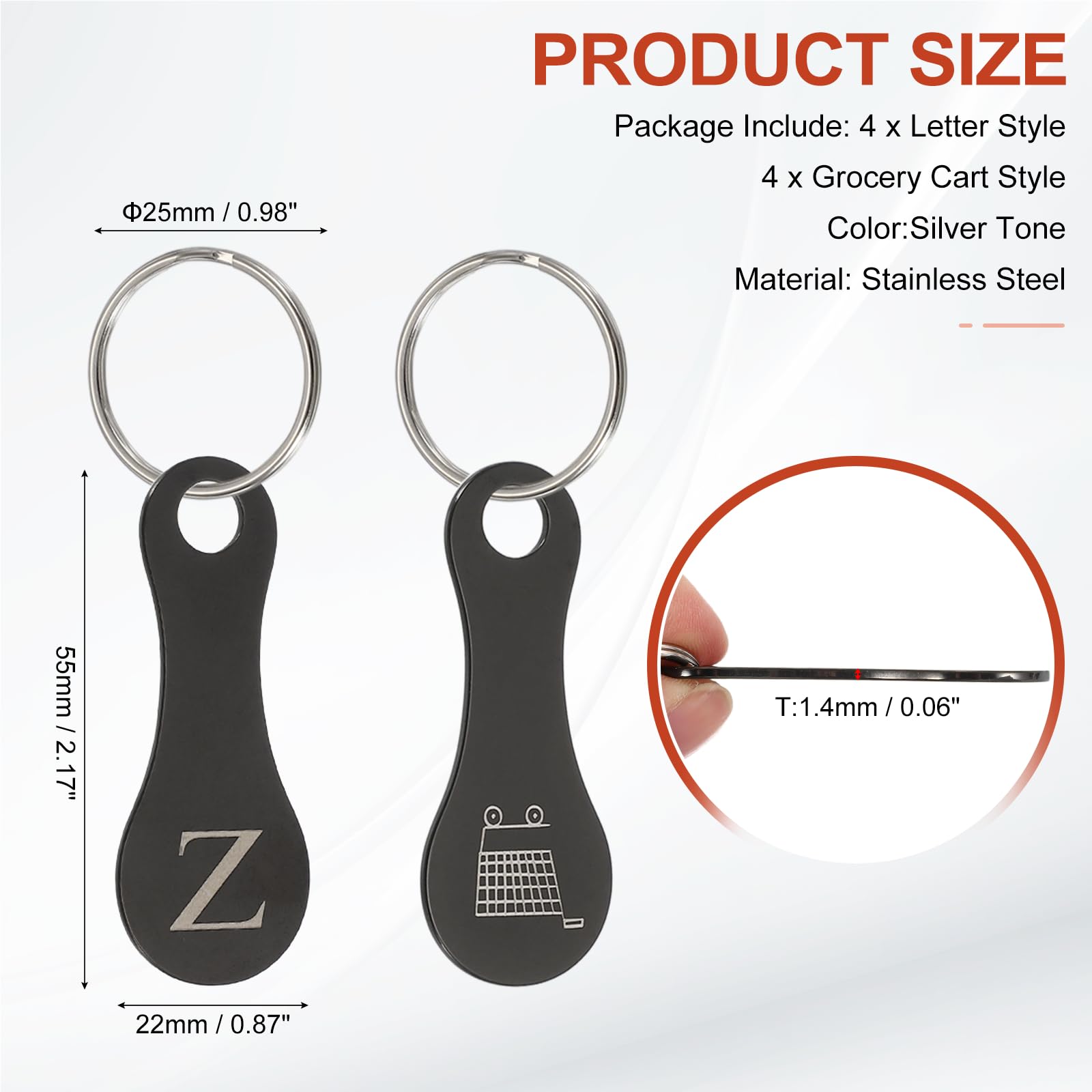 PATIKIL 8 Pcs Stainless Steel Shopping Trolley Token - Image 2