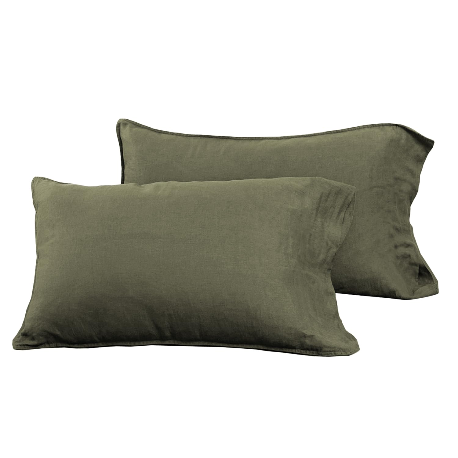S VICTORY SYMBOL 100% Organic Linen Pillowcases King Size 20x40inch Set of 2,French Natural Washed Flax Pillow Cases,Linen Pillow Cover Burnt Olive,Durable&Breathable — image 1
