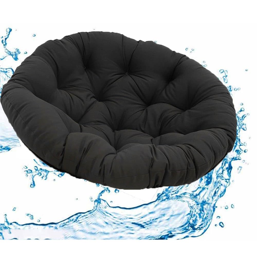 Coussin de chaise rond épais grand format noir extérieur