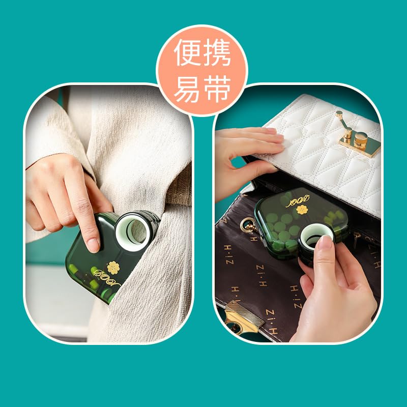 6-Compartment Tote Bag Shape Pill Case - Mini Pill Box Pill Organizer Sturdy Sealed Design Portable for Family Friends Children 1