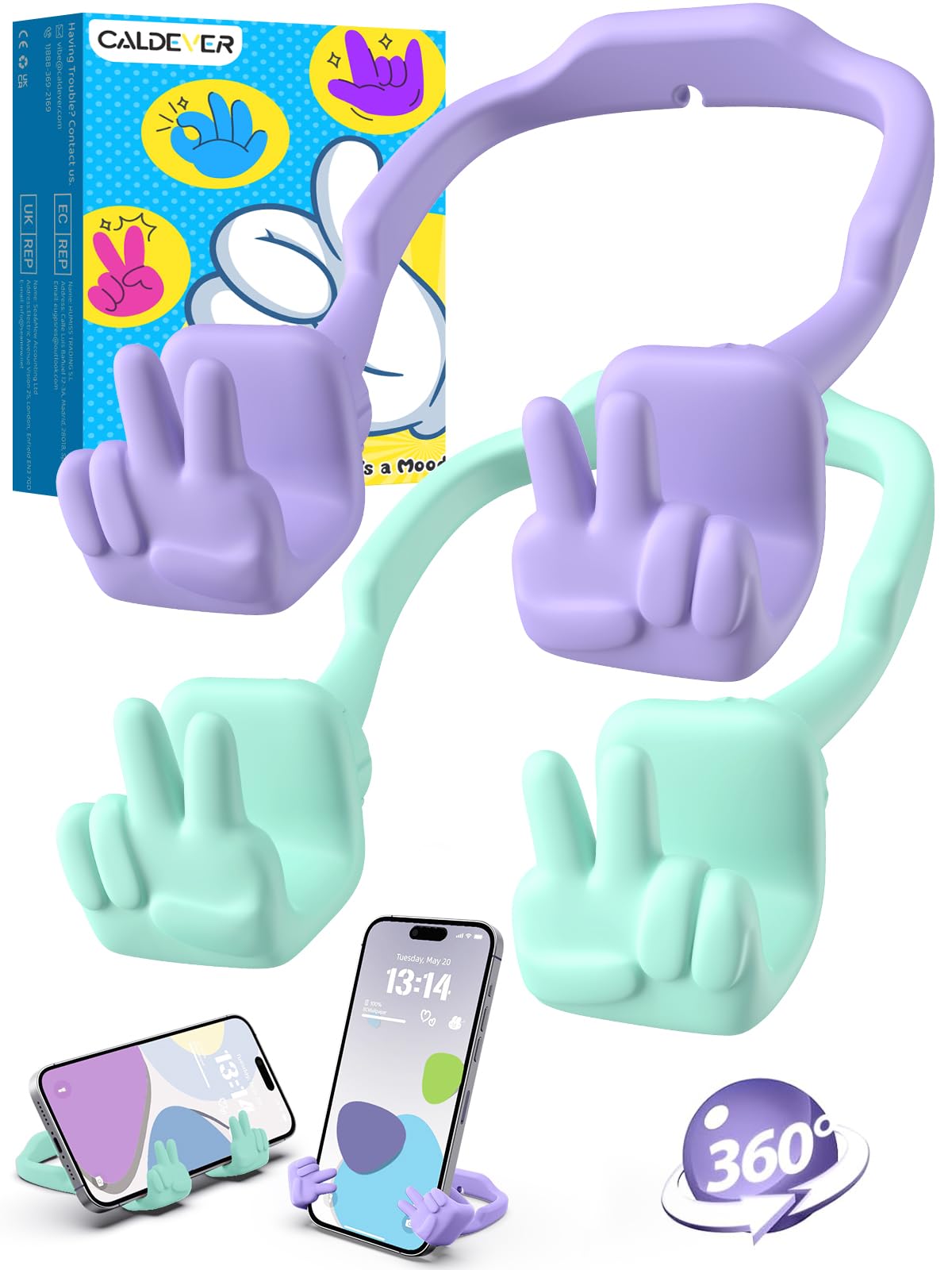 Cell Phone Stand Stocking Stuffers for Teens Girls Boys Kids Gifts: Upgrade Adjustable Peace Sign Thumbs Lazy Cell Phone Holder for Desk Cool Gadgets Birthday Gifts for Women Men Teenage Adults Wife