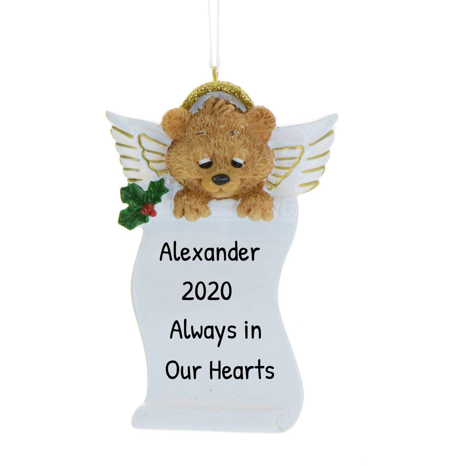 Personalized Angel Ornament 2024 - Brown Bear Baby Angel Ornament Angel Watch Outdoor Christmas Angel Baby Ornament Angel Ornaments for Christmas Tree Angel Wings Ornaments by Elves