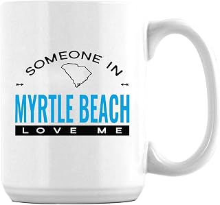 Long Distance Relationship Mug Someone in Myrtle Beach South Carolina SC Love Me Fathers Day Gift For Dad Son The Love Between Dad & Son Happy Fathers Day Coffee Mug 15oz