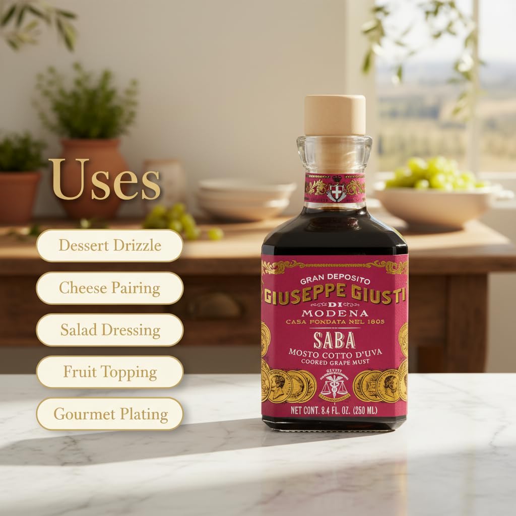 Giuseppe Giusti Saba Cubic Cooked Grape Must Syrup 250ml, Sweet Balsamic Drizzle 2