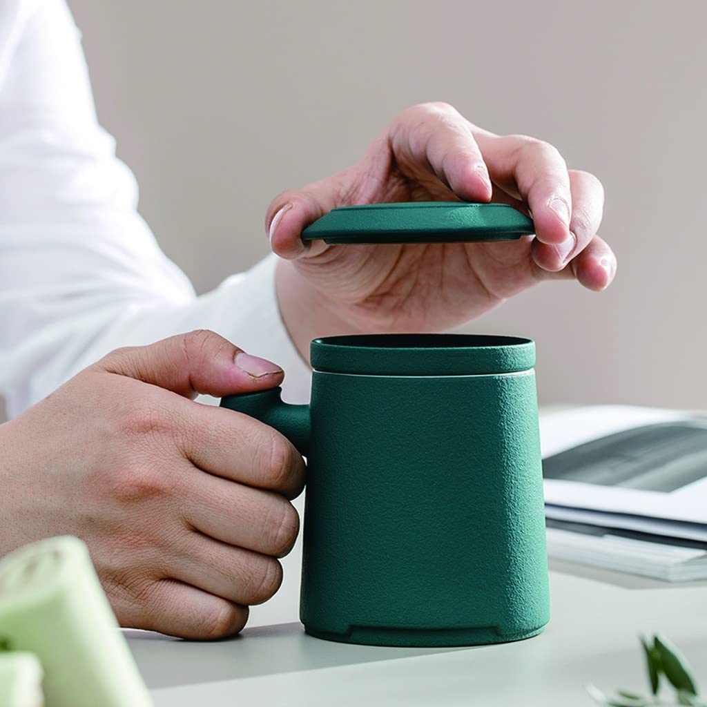 QXGJTLI Tasse à boire Tasse à lait en céramique Tasse à thé avec couvercle Tasse à filtre séparée Tasse à café Tasse à café Ensemble de tasses (B)