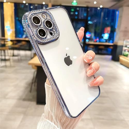 Miniatura 4 de Fycyko Funda compatible con iPhone 12 Pro con protector de cámara de diamantes con purpurina, bonita funda para teléfono, con cristales
