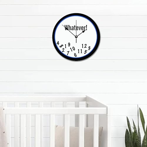 Miniatura 5 de ArogGeld Whatever Funny - Reloj de pared personalizado de 10 pulgadas, redondo de madera vintage, funciona con pilas, grande, silencioso,