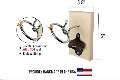 Miniatura 2 de Juego de gancho y anillo de lanzamiento, montaje en pared con abrebotellas, lanzamiento de anillo Bimini de arce