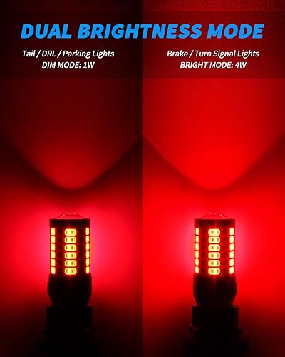 Miniatura 5 de Yorkim Bombillas LED rojas 7440, 33 SMD, 1650 lmbombilla, sin polaridad, se adapta a vehículos de 12 V-24 V, fácil instalación, eficiencia