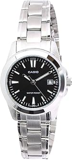 CasioWomen's Analog Display Quartz Watch, Silver Stainless Steel Band, Round 26mm Case