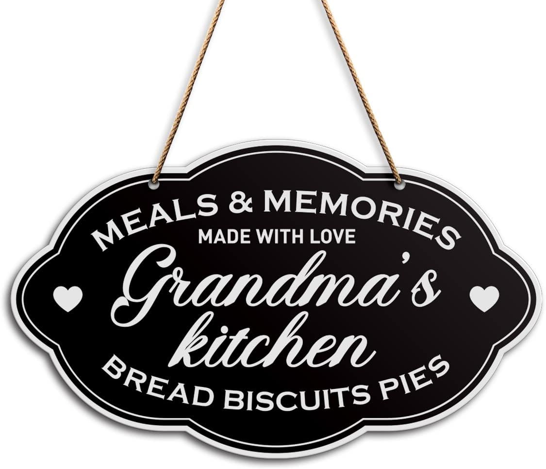 Grandma Kitchen Sign, Meals & Memories, Hanging Wood Sign
