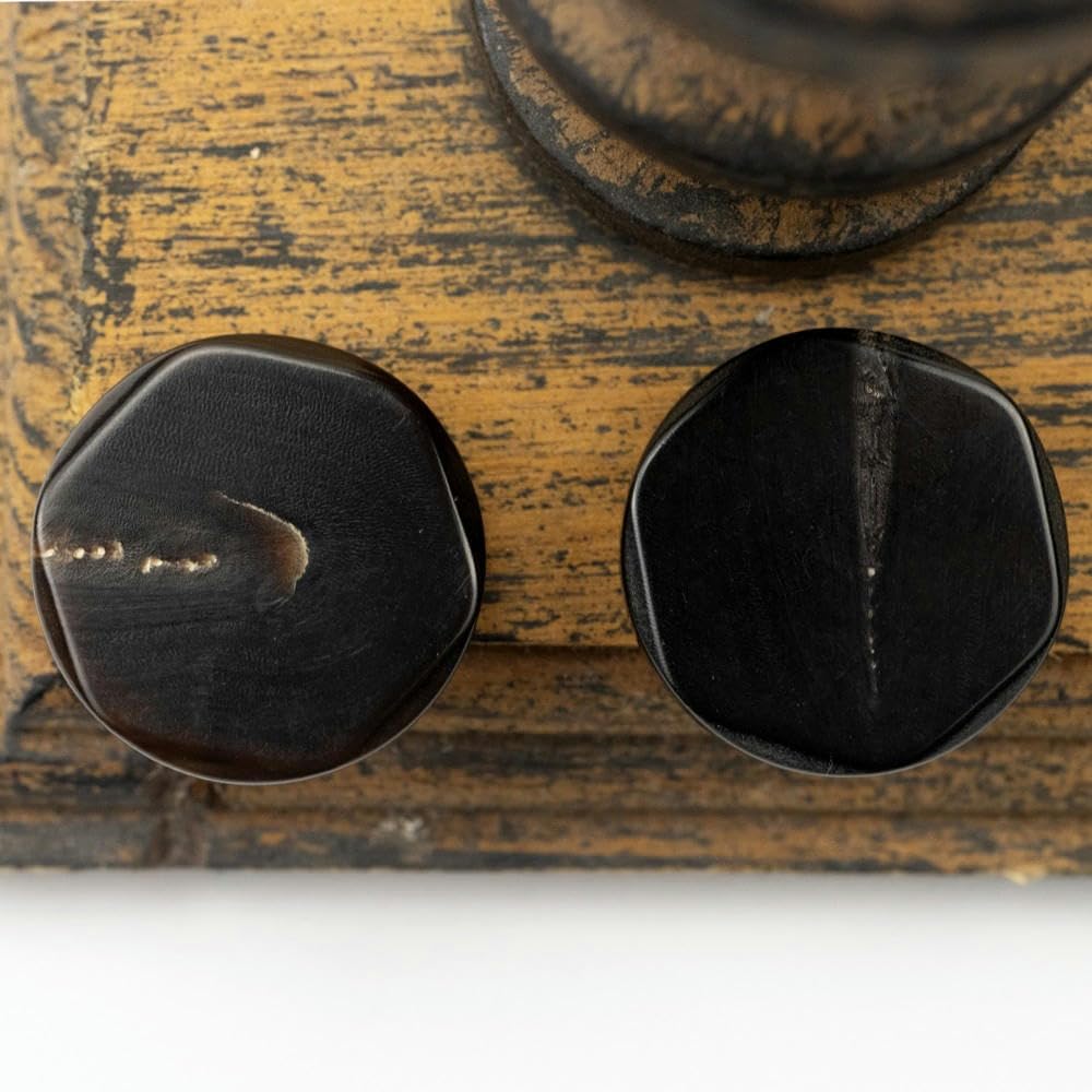 20 szt. 15/20/25 mm retro kawa sześciokąt prawdziwy róg guziki garnitur zestaw 100% buffalo róg guziki okrągły płaszcz trzonek guziki do rzemiosła