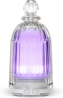 Glass Aromatherapy Essential Oil Diffuser, 120 mL Aroma Diffusers Cool Mist Humidifier Ultrasonic with 7 LED Light Auto Shut-off for Home Office Yoga Spa