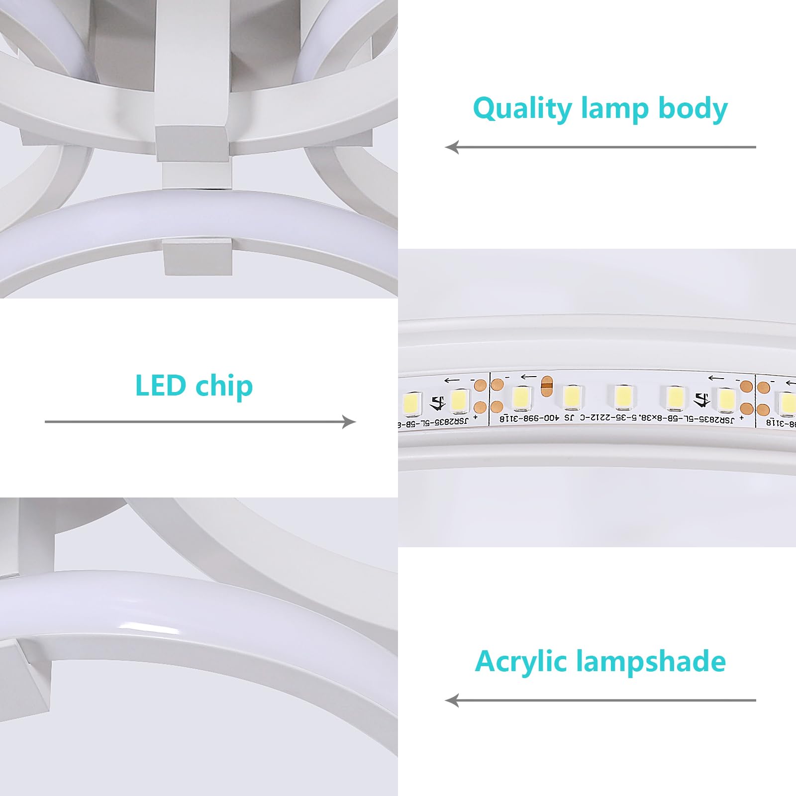 Plafonnier LED Moderne 56W, Lampe de Plafond Rond