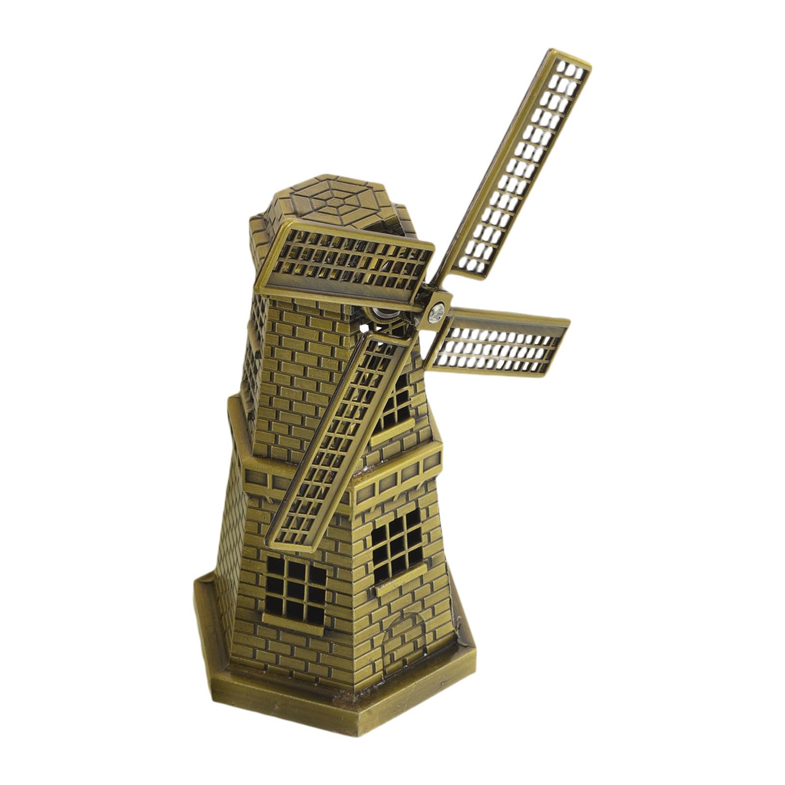 Figura de molino de viento vintage dorado para decoración rústica de casas y oficinas