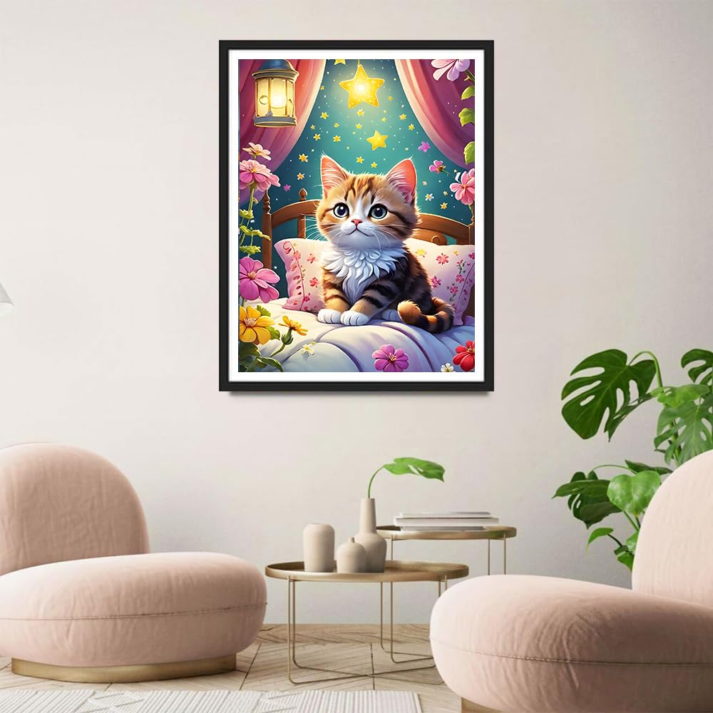 GDYEEH 5D Chat Noir Peinture Diamant Painting Kit, DIY Chaton Art Du Diamant Complet Kits, Ciel étoilé Diamond Art Kits Strass Point De Croix Painting Pour Adultes Débutants Maison Décor 30x40cm
