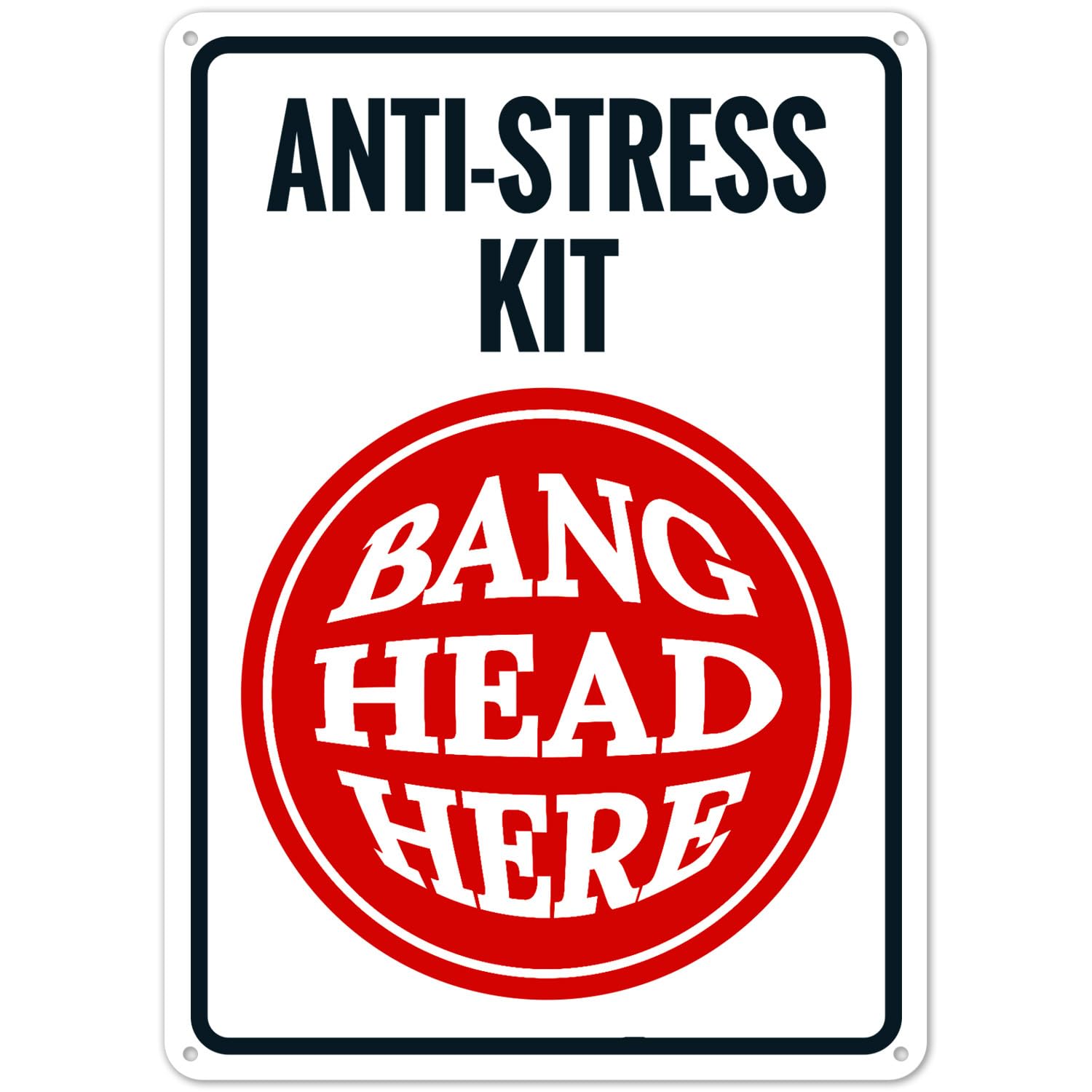 Stress Relief Novelty Sign, Bang Head Here, Metal Tin Sign 12 x 8 Inch, Funny Wall Decor Plaque