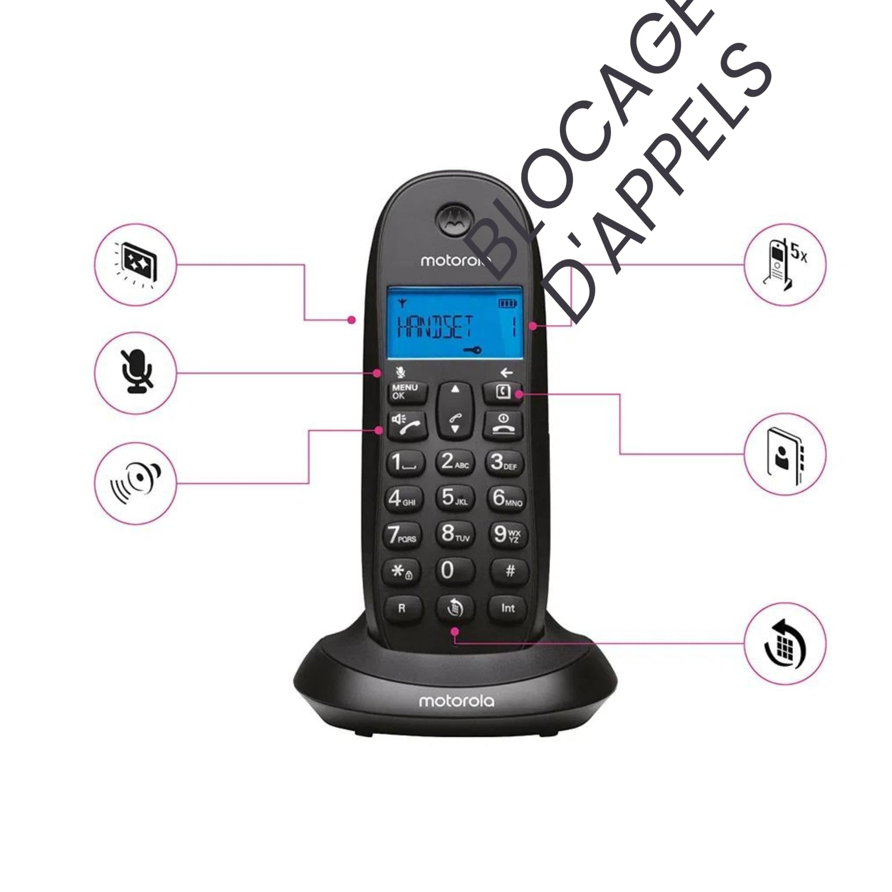 Motorola C1001CB+ Téléphone numérique sans Fil DECT Noir