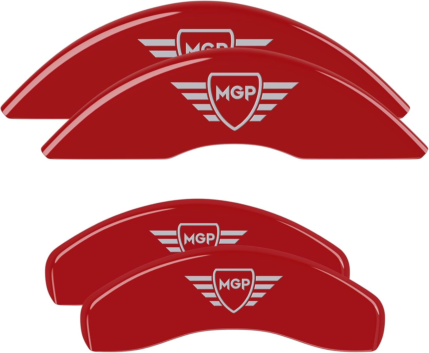 MGP Brake Caliper Covers Compatible with 2010-2015 Chevrolet Camaro (Requires 18"+ Wheels) Powder-Coated Finish, 4 PCS Front and Rear - Red, MGP Engraving