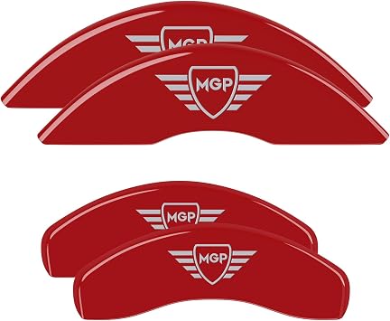 MGP Caliper Covers 13012SWCCBK Black Powder Coat Finish West Coast Customs Baseball Logo Engraved Front/Rear Caliper Cover, Set of 4