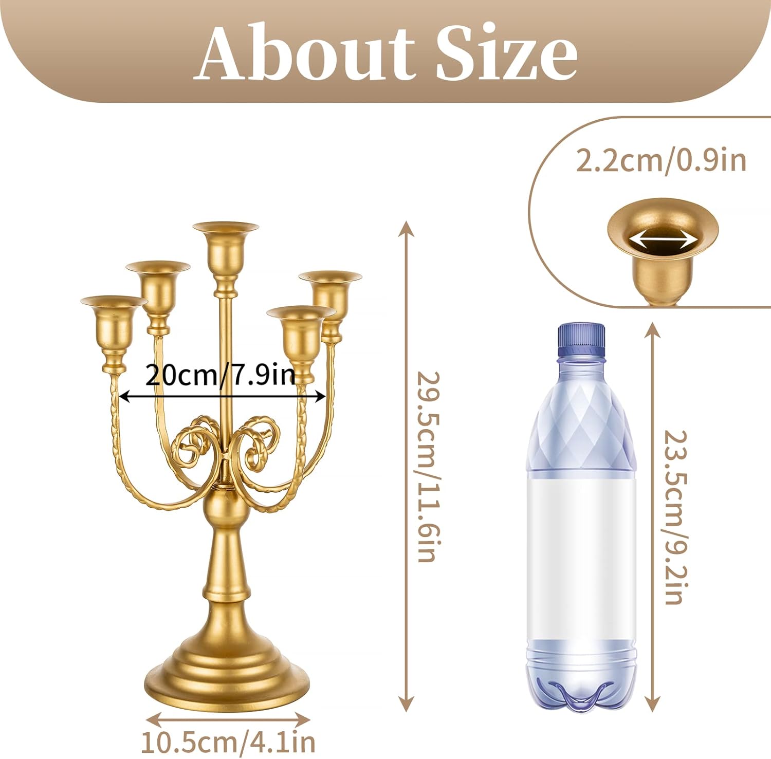 Sziqiqi Candelabra Candle Holder Gold Set of 2-5-stem Metal Candlestick Holders for Taper Candles for Centerpieces Table Wedding Birthday Fireplace Christmas Decor - Image 3