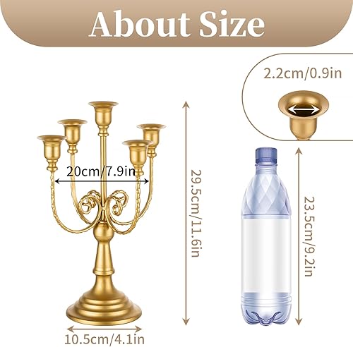 Miniatura 3 de Sziqiqi Portavelas dorado para candelabros, juego de 2 a 5 vástagos de metal para velas cónicas para centros de mesa, boda, cumpleaños, chimenea,